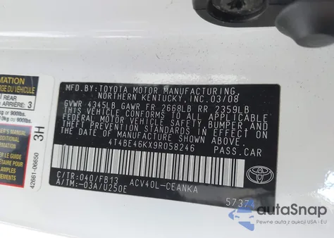 2009 Toyota Camry Le from USA, damaged, VIN 4T4BE46KX9R058246